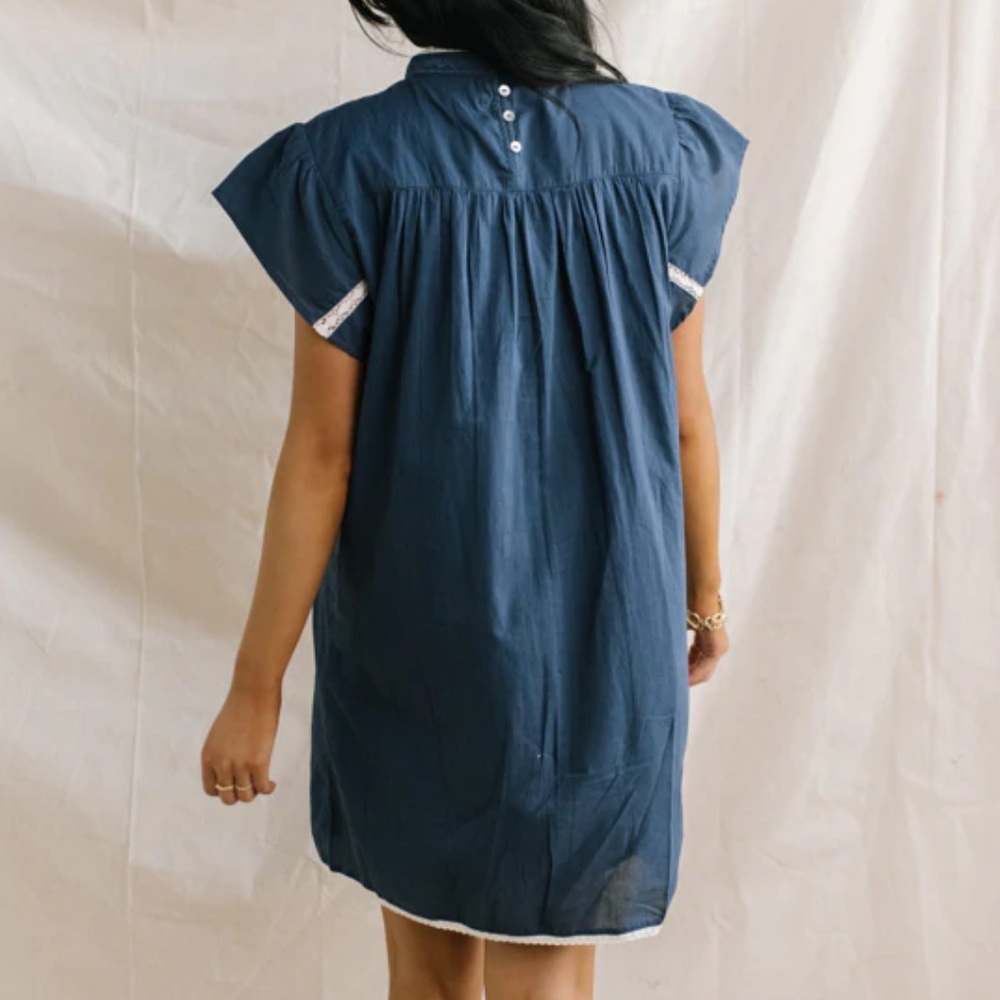 NWT Bohme Mock Neck Lace Trim Dress (long sleeve) Size S - Picture 3 of 14